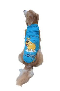 Dont Worry Be Waggy Happy Electric Blue Sleeveless Muscle T Shirt.