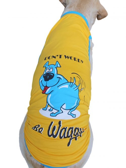 Dont Worry Be Waggy Happy Yellow Sleeveless Muscle T Shirt