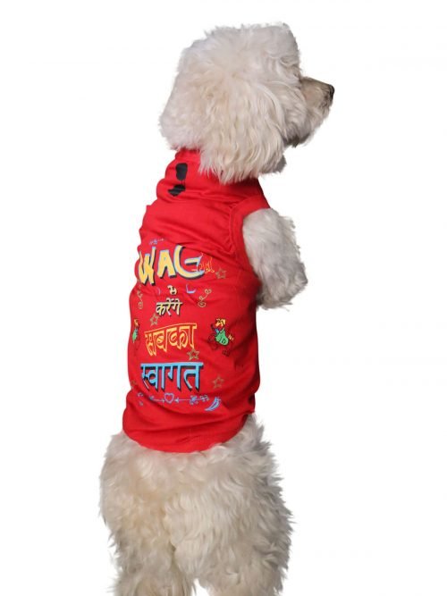 Wag Se Karenge Sabka Swagat Hinglish Red Sleeveless Muscle  Shirt