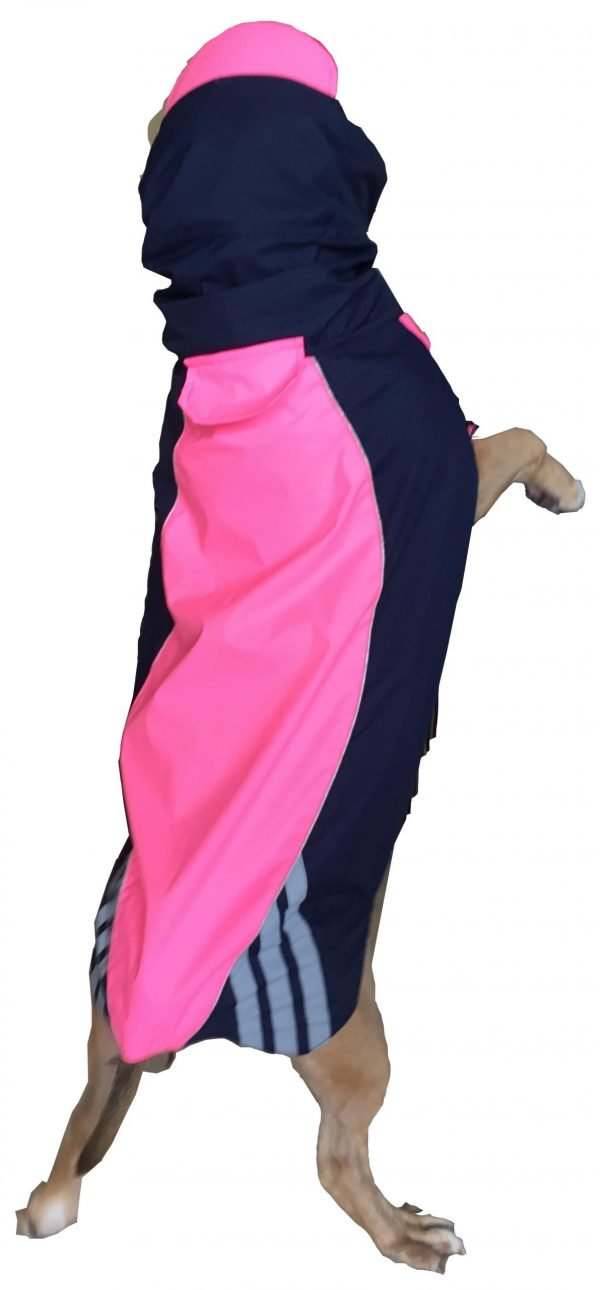 Doxters Slip on Dog Raincoat, Easy Wear Magic Cloak Navy Blue and Pink - Image 2