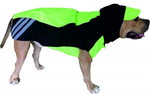 Doxters Slip on Dog Raincoat, Easy Wear Magic Cloak Neon Green and Navy Blue - Image 2