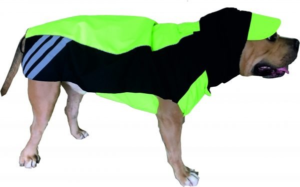 Doxters Slip on Dog Raincoat, Easy Wear Magic Cloak Neon Green and Navy Blue - Image 2