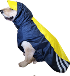 Doxters Slip on Dog Raincoat, Easy Wear Magic Cloak Yellow and Navy Blue
