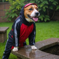 Doxters DryMax Full-Coverage Dog Raincoat Red & Black