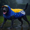 Doxters Slip on Dog Raincoat, Easy Wear Magic Cloak Yellow & Royal Blue