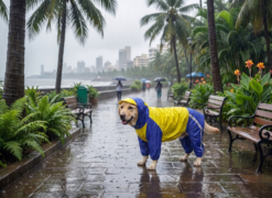 Doxters DryMax Full-Coverage Dog Raincoat Yellow & Royal Blue